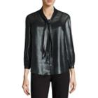 Liz Claiborne Long Sleeve V Neck Woven Blouse