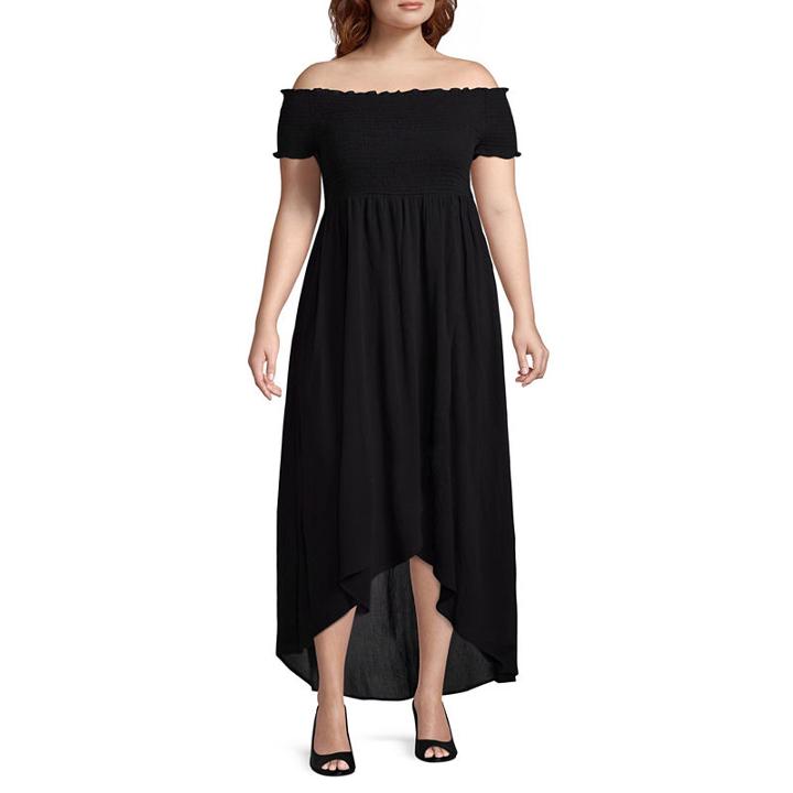 Arizona Short Sleeve Floral Maxi Dress-juniors Plus