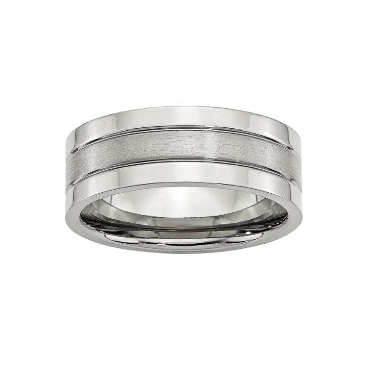 Mens 8mm Stainless Steel Wedding Band