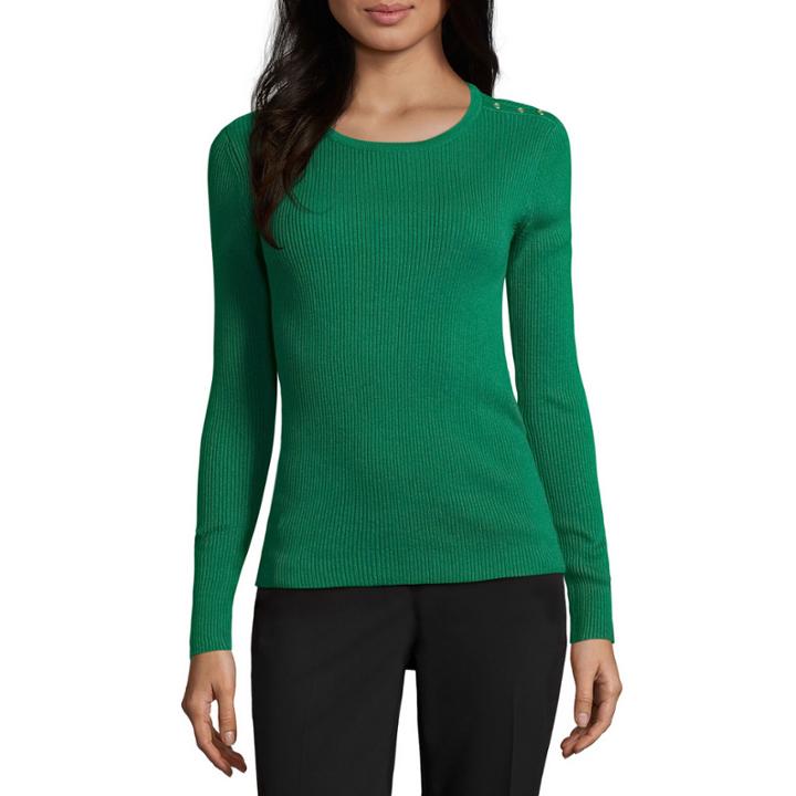 Liz Claiborne Long Sleeve Crew Neck Knit Blouse-talls
