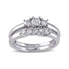 2/5 Ct. T.w. Diamond 10k White Gold 3-stone Bridal Ring Set