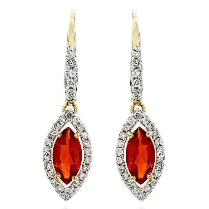 1/3 Ct. T.w. Genuine Red Opal Drop Earrings