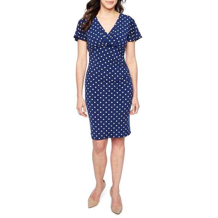 Liz Claiborne Short Sleeve Dots Shift Dress
