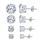 Silver Treasures 4-pc. White Cubic Zirconia Sterling Silver Earring Sets