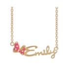 Disney Personalized Minnie Mouse 10k Gold/sterling Silver & Enamel Name Necklace