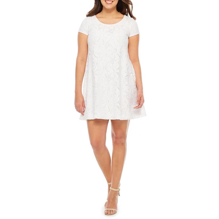 Studio 1 Short Sleeve Lace Floral Shift Dress
