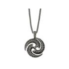 Mens Stainless Steel Antiqued & Textured Circle Pendant