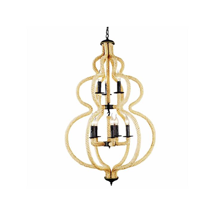 Warehouse Of Tiffany Clyde 8-light Hemp Rope 28-inch Chandelier With Bulbs