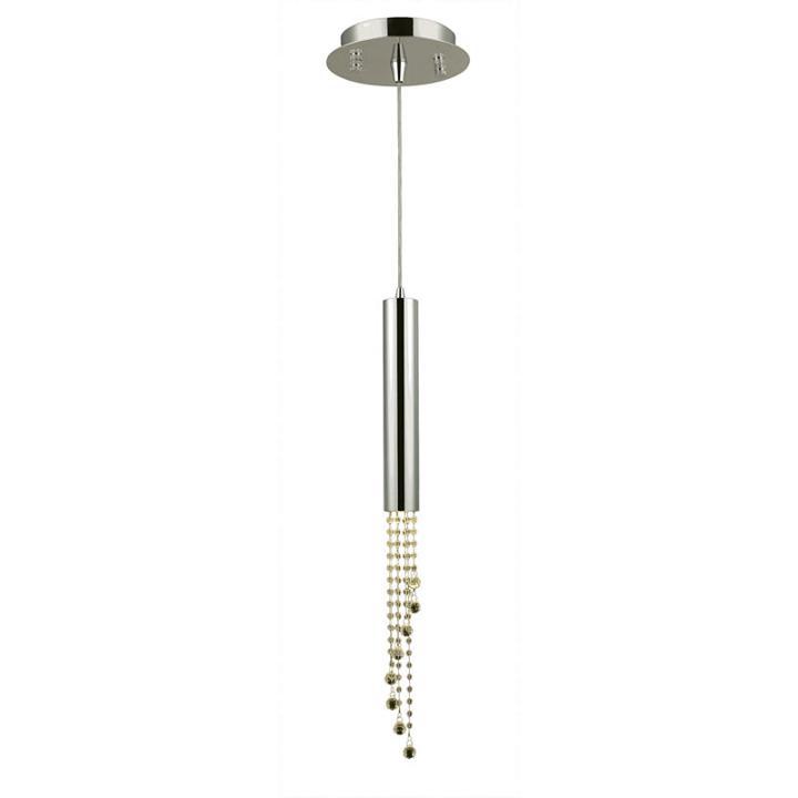 Metropolis Collection 1 Light Halogen Chrome Finish And Golden Teak Crystal Flush Mount Light