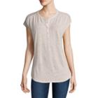 Liz Claiborne Short Sleeve Henley Shirt Petites