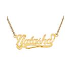 Personalized 10x31mm Diamond-cut Scroll Name Necklace