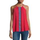 By & By Sleeveless Scoop Neck Crepon Blouse-juniors