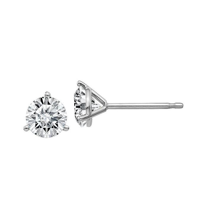 7/8 Ct. T.w. Round White Moissanite 14k Gold Stud Earrings