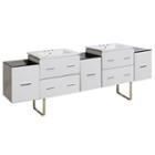 88.5-in. W Floor Mount White Vanity Set For 3h8-in. Drilling