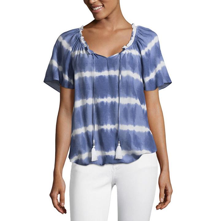 Como Blu Short Sleeve Woven Blouse
