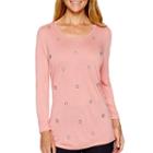 Liz Claiborne 3/4-sleeve Beaded Scoopneck T-shirt