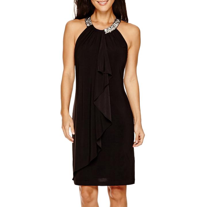 Scarlett Sleeveless Jewel Neck Overlay Dress