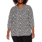 Liz Claiborne 3/4-sleeve Pleat-front Blouse - Plus