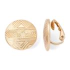 Liz Claiborne Gold-tone Textured Button Clip-on Earrings