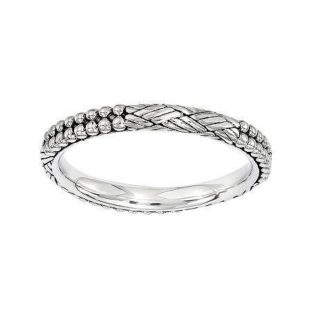 Personally Stackable Sterling Silver Antique Patterned Stackable Ring