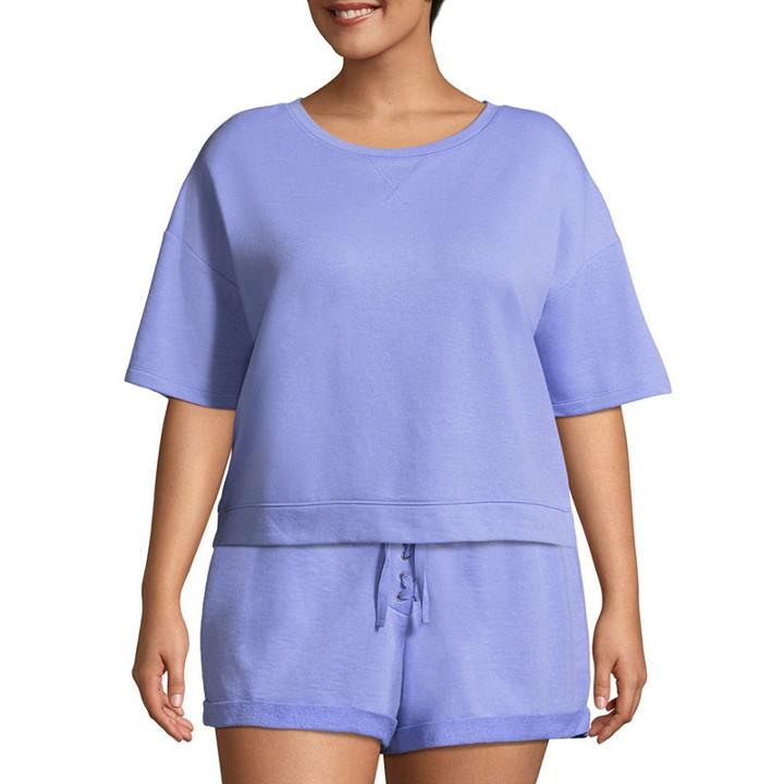 Flirtitude Short Sleeve Sweatshirt-juniors Plus