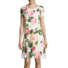 Rn Studio By Ronni Nicole Cap-sleeve Floral Print Lace Shift Dress