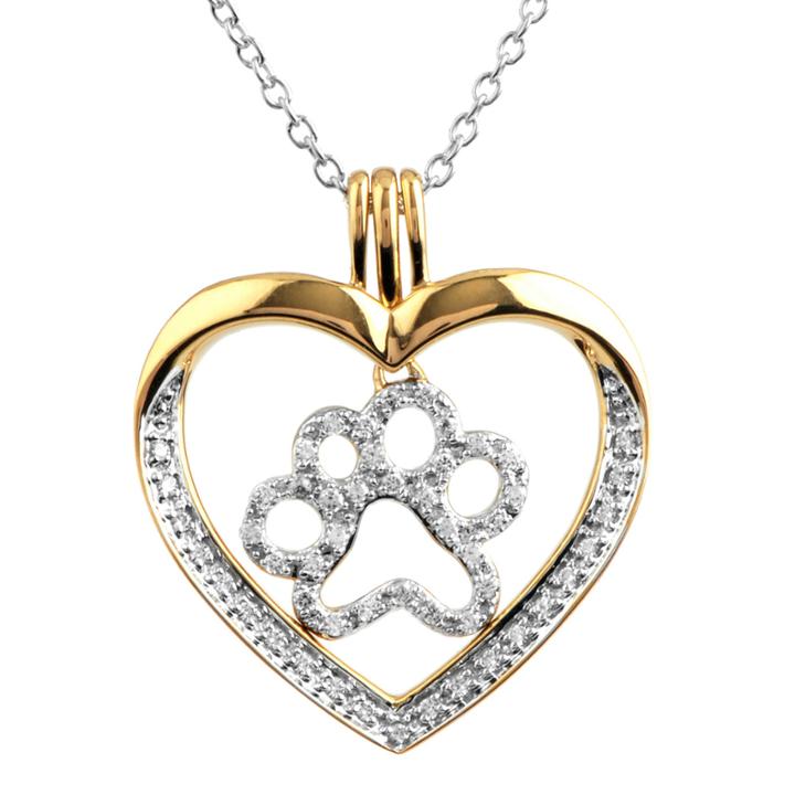 Aspca Tender Voices Ct. T.w. Diamond Paw Print Heart Pendant Necklace