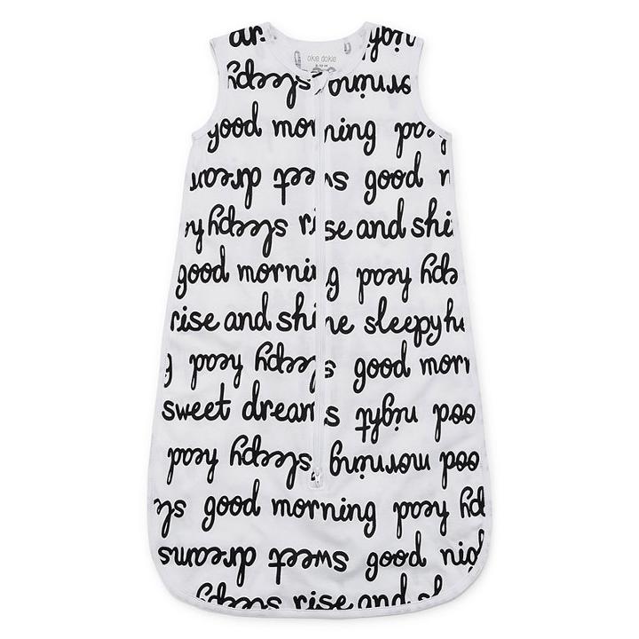 Okie Dokie Caligraphy Print Full Zip Sleeveless Sleep Sack