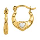 14k Gold 12mm Heart Hoop Earrings