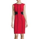 London Style Collection Cap-sleeve Colorblock Sheath Dress