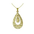 Majestique&trade; 18k Yellow Gold Filigree Pear Pendant Necklace