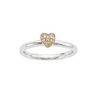 Personally Stackable Diamond-accent Sterling Silver & Rose Gold Stackable Heart Ring