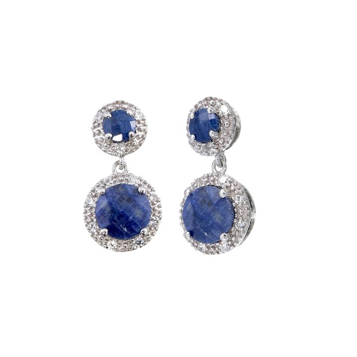 Blue Sapphire Sterling Silver Drop Earrings