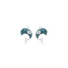 Diamond Accent Round Blue Diamond Sterling Silver Stud Earrings