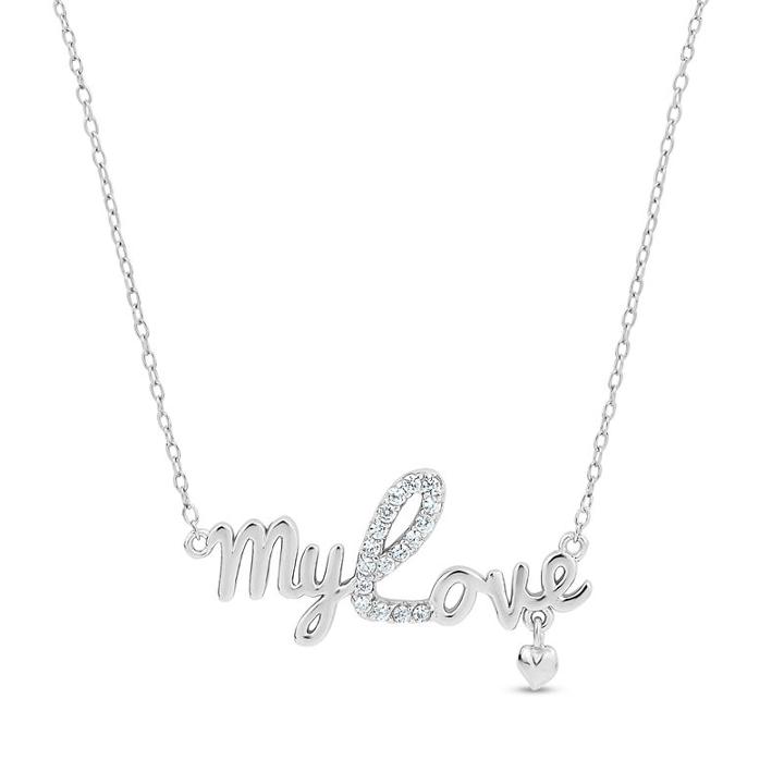 Diamonart Womens 1/4 Ct. T.w. Lab Created White Cubic Zirconia Pendant Necklace