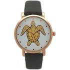 Olivia Pratt Pop Sea Turtle Womens Gray Strap Watch-a917404greyrose