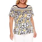 Alfred Dunner Seas The Day Short Sleeve Crew Neck T-shirt-womens Plus