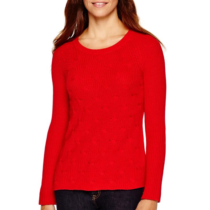 Liz Claiborne Long-sleeve Shaker Stitch Sweater
