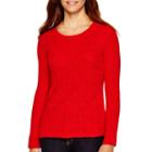 Liz Claiborne Long-sleeve Shaker Stitch Sweater