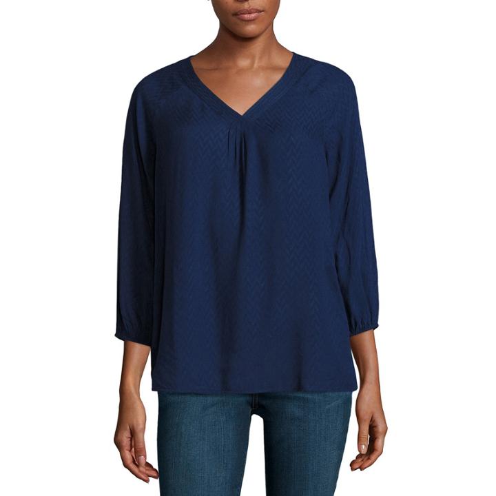 St. John's Bay 3/4 Sleeve Woven Blouse-petites