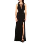 R & M Richards Sleeveless Sheer-inset Formal Gown