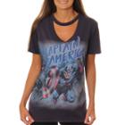 Marvel Juniors' Captain America Action Shot Cutoutv-neck Short Sleeve Graphic T-shirt