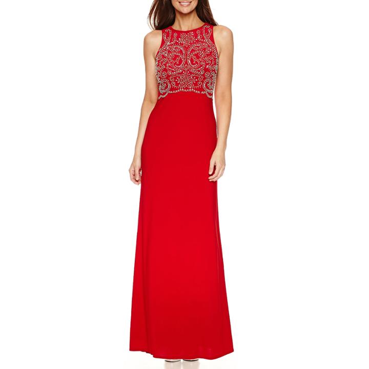 Jackie Jon Sleeveless Beaded Evening Gown