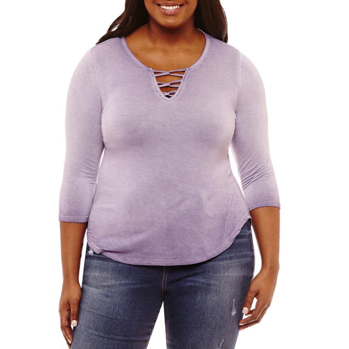 Arizona 3/4 Sleeve Link Front Swing Tee- Juniors Plus
