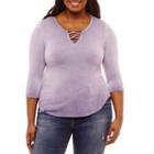 Arizona 3/4 Sleeve Link Front Swing Tee- Juniors Plus