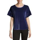 Liz Claiborne Short Bell Sleeve Scoop Neck Velvet Blouse