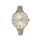 Olivia Pratt Womens Goldtone Bezel Silvertone Dial Gold Petite Leather Watch 26357gold