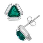 Lab Created Green Emerald Sterling Silver 9.3mm Stud Earrings