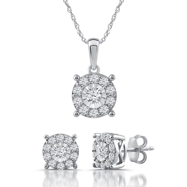 Diamond Blossom Womens 2-pc. White Diamond Sterling Silver Jewelry Set