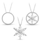 Sterling Silver 3-in-1 Cubic Zirconia Snowflake Necklace